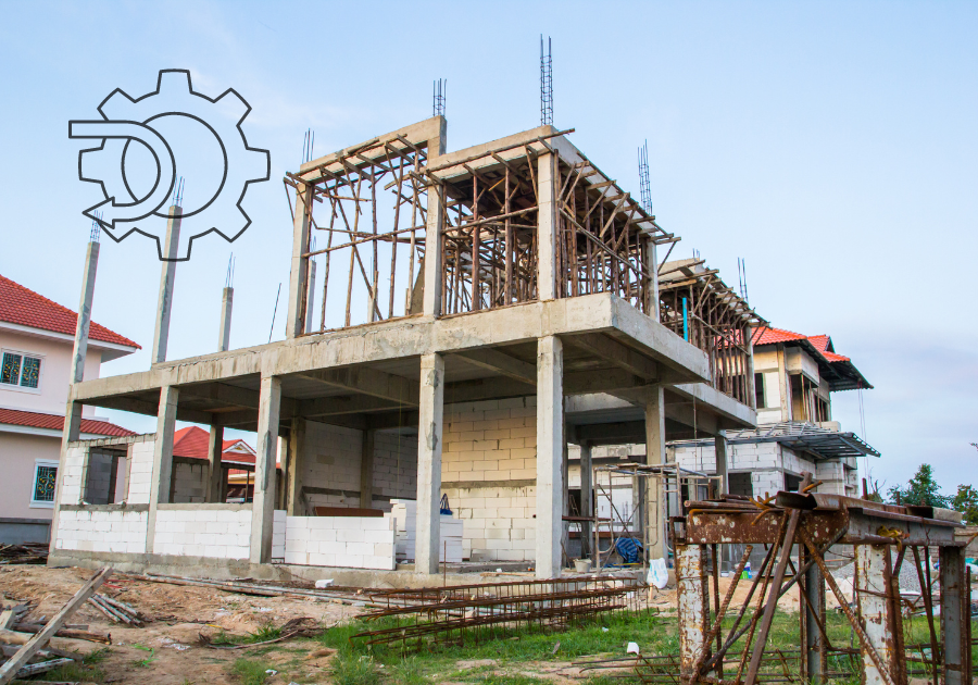 A building project sits half completed and rusted